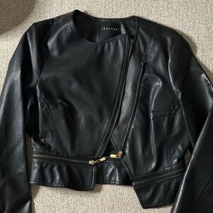 Therapy Asymmetrical Faux Black Leather Jacket